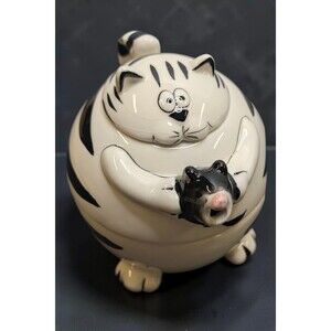 Vintage Pier 1 Fat Cat Tea for One Stacking Teapot Mug Set 3 Pc Whimsical Mouse